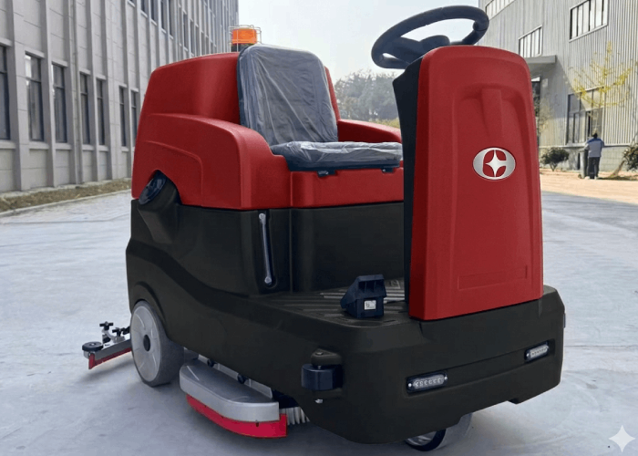 Ride-on scrubbing machine for floor scrubbing